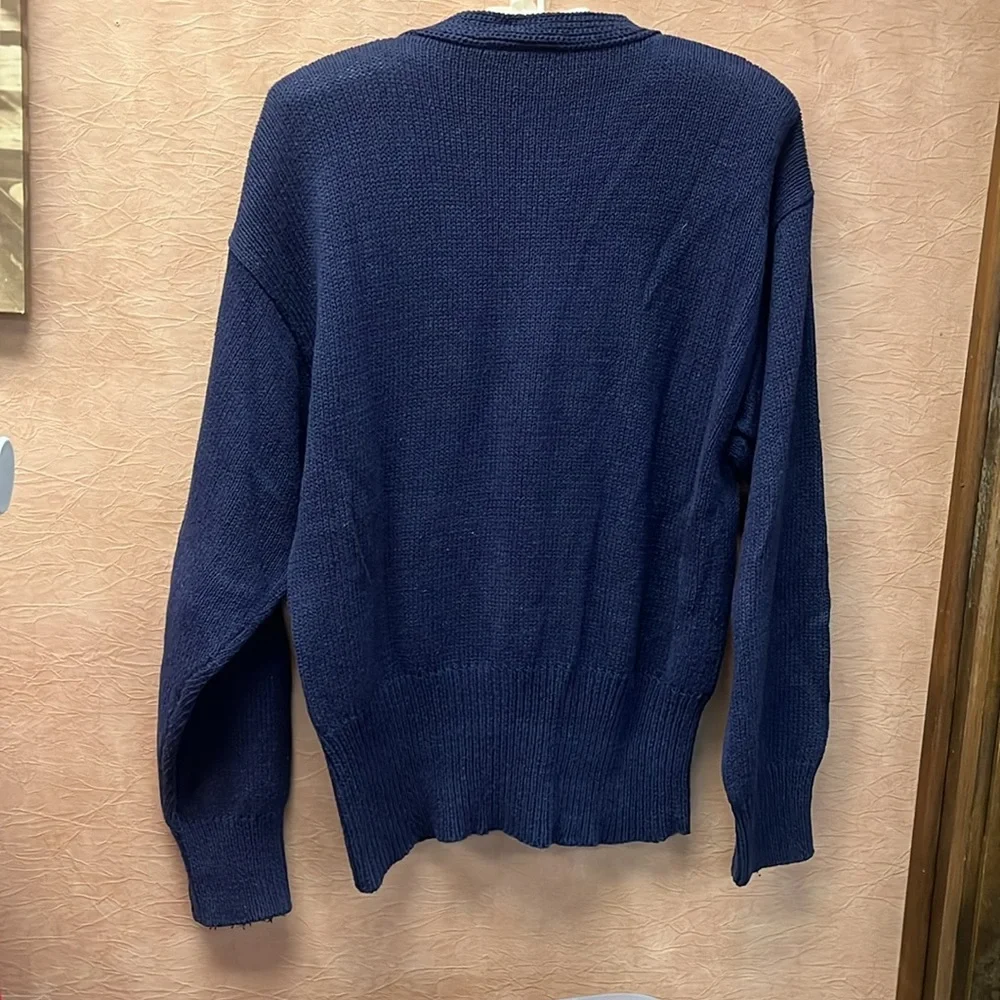 Navy Blue Women's Sweater with Floral Pattern vintage JG Hook - Picture 2 of 5